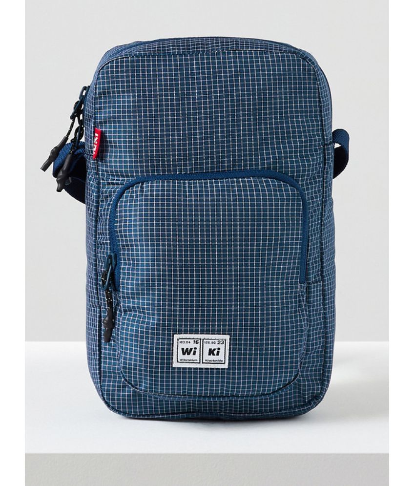     			Wildcraft Navy Blue Checked Messenger Bag