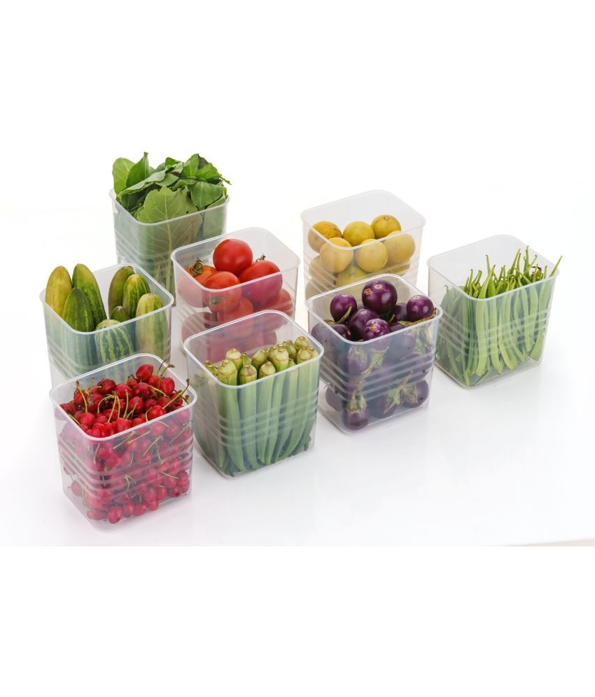     			analog kichenware Multi Use Veg./Fruit Plastic White Food Container ( Set of 8 )