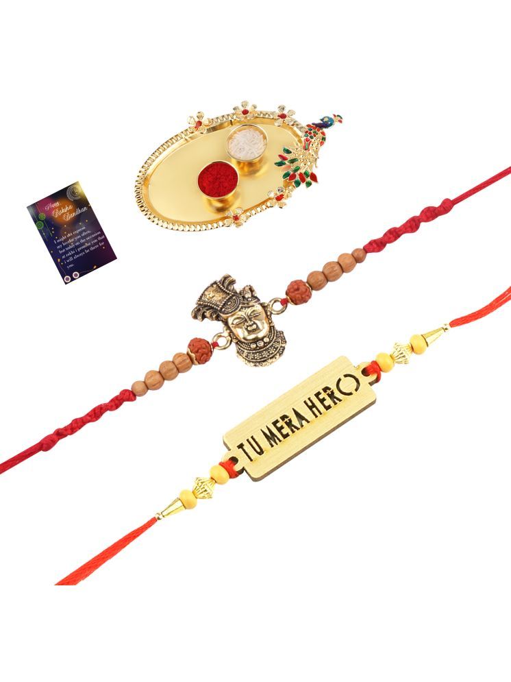     			Bhaiya Rakhi " Tu Mera Hero" Deginer Pendant Rakhi Combo For Bhaiya With Roli Chawal And Greeting Card 1 Kankawati Pooja Thali