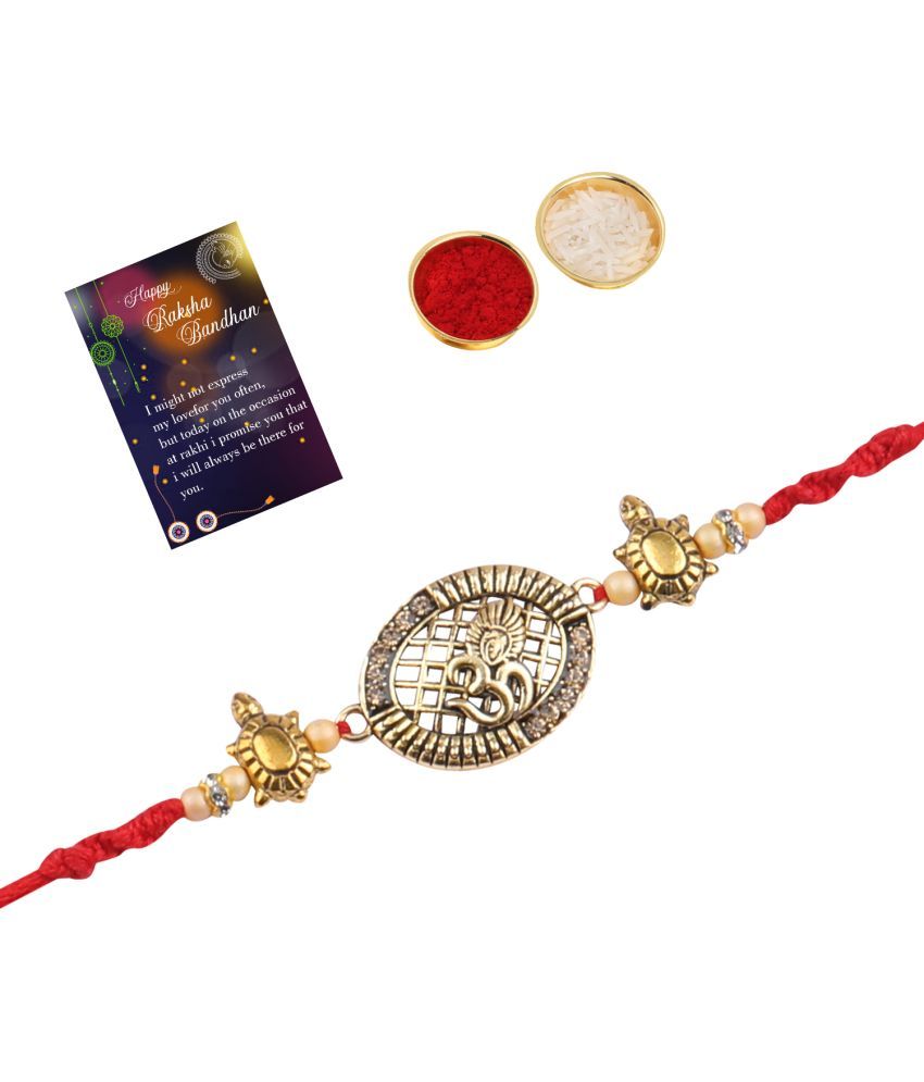     			Classic Designer Look "OM" Pendant Rakhi For Bhaiya/Brother/Bhai With Roli Chawal And 1 Greeting Card