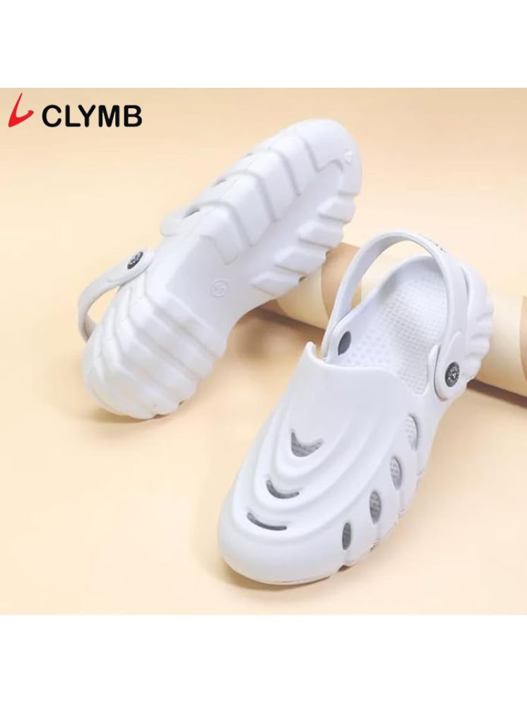     			Clymb - White Men's Clogs