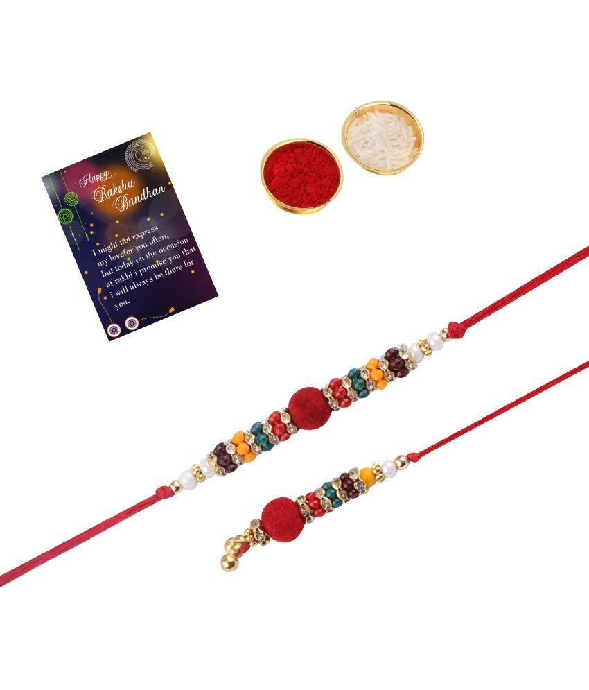     			Designer Classic Bhaiya Bhabhi Rakhi With Roli Chawal And 1 Greeting Card