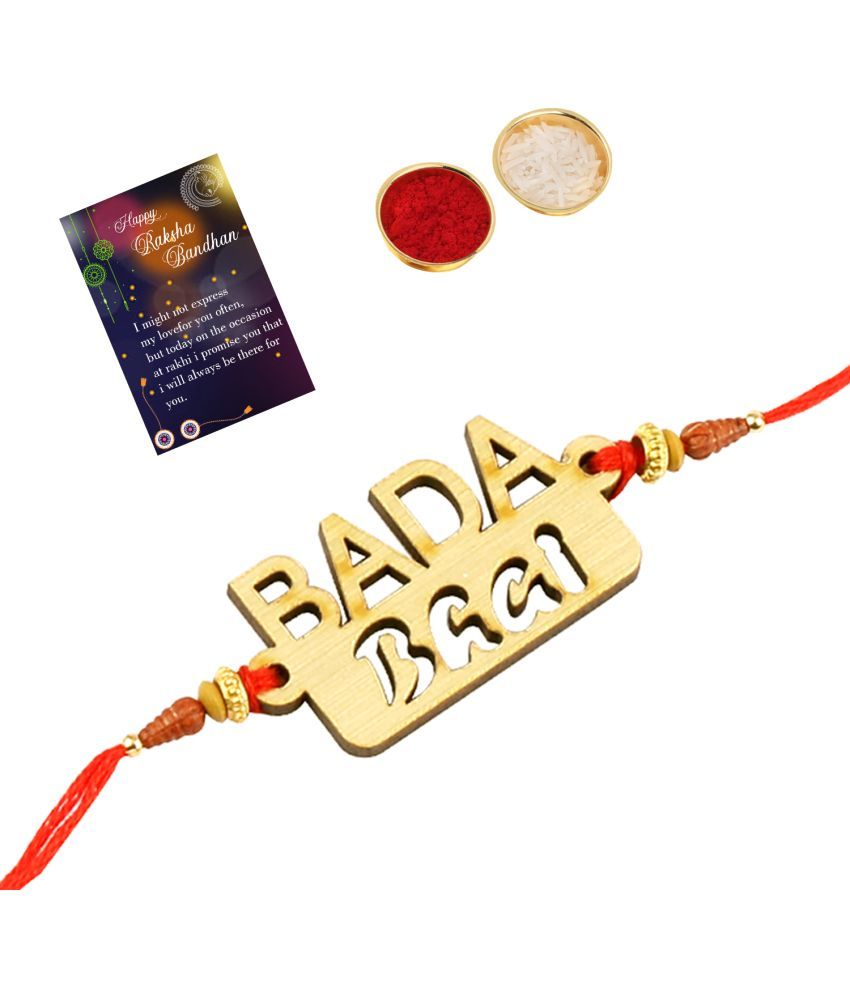     			Exclusive Bhaiya Rakhi " BADA BHAI" Designer Pendent For Bhaiya/Brother/Bhai With Roli Chawal And 1 Greeting Card