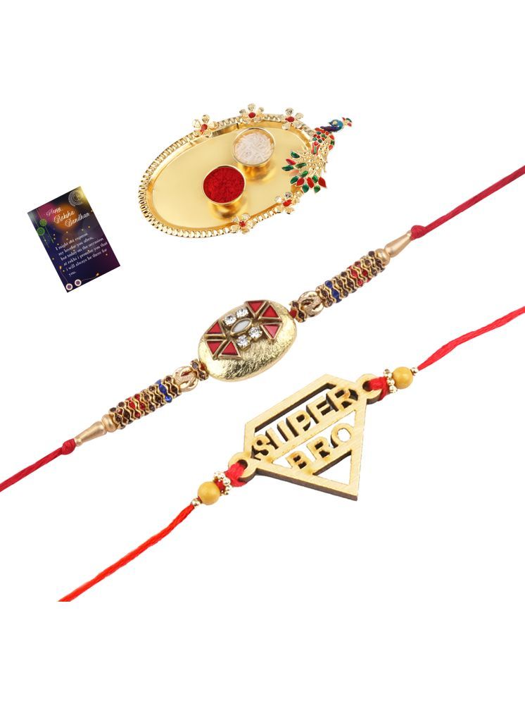     			Fashion Charm Bhaiya Rakhi " SUPER HERO" Designer Pendent With Designer Look Rakhi Combo For Bhaiya With Roli Chawal And Greeting Card 1 Kankawati Pooja Thali