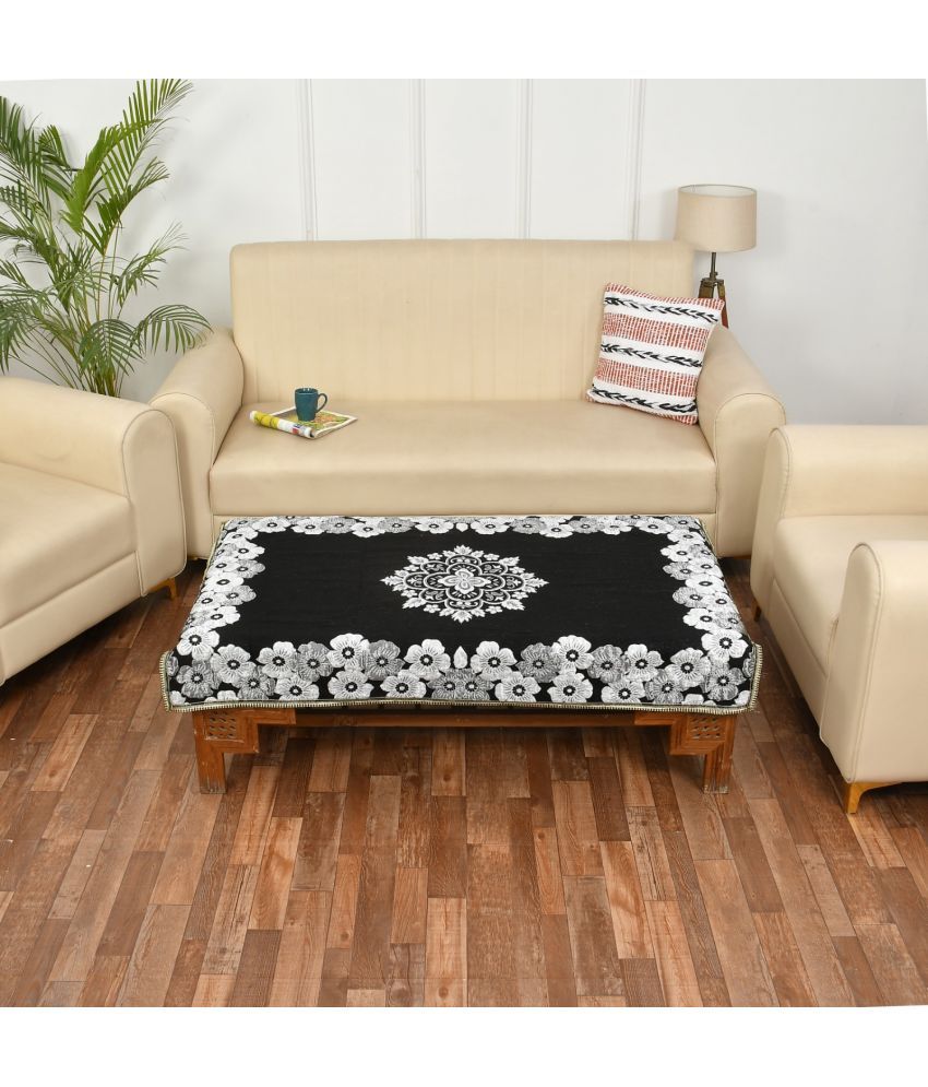     			GoCose Home Printed Cotton 4 Seater Rectangle Table Cover ( 101 x 152 ) cm Pack of 1 Black