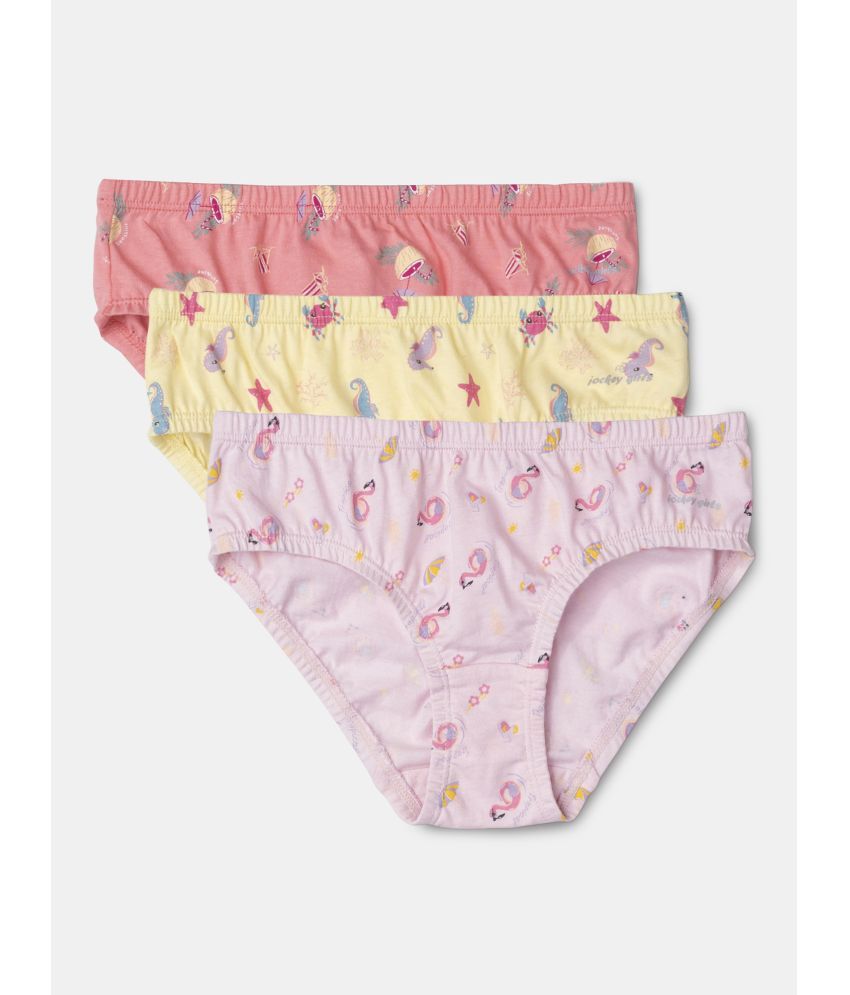     			Jockey SG01 Girls Super Combed Cotton Panty - Fairy Tale, Lemon Meringue & Salmon Rose (Pack of 3)