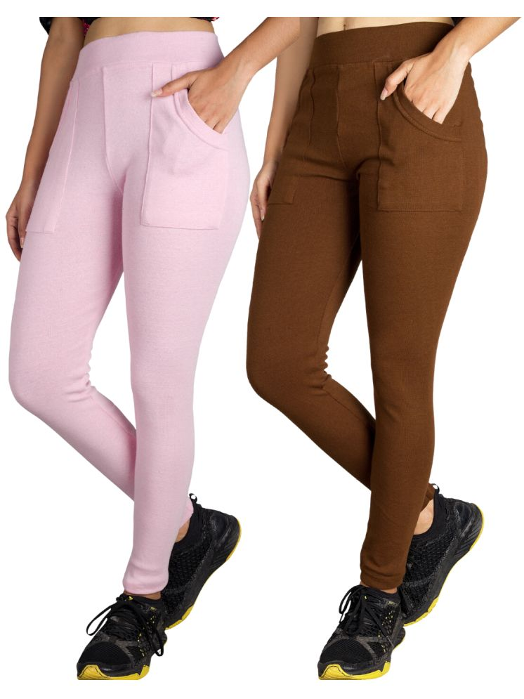     			KARARO JEGGINGS - Cotton Blend Skinny Fit Fluorescent Pink Women's Jeggings ( Pack of 2 )