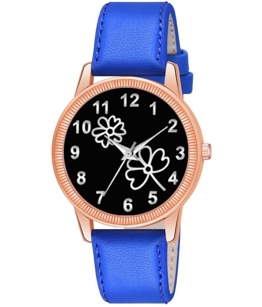     			KIARVI GALLERY Blue Leather Analog Womens Watch