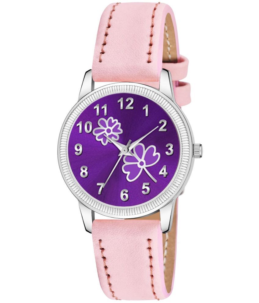     			KIARVI GALLERY Pink Leather Analog Womens Watch