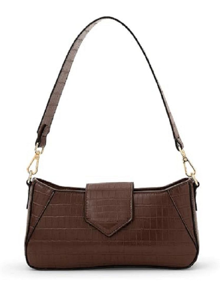     			Lychee Bags Brown PU Shoulder Bag