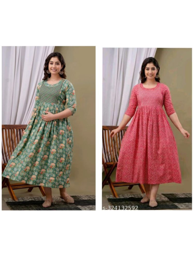     			Nevisha Style Multi Color Cotton Maternity Kurta Pack of 2