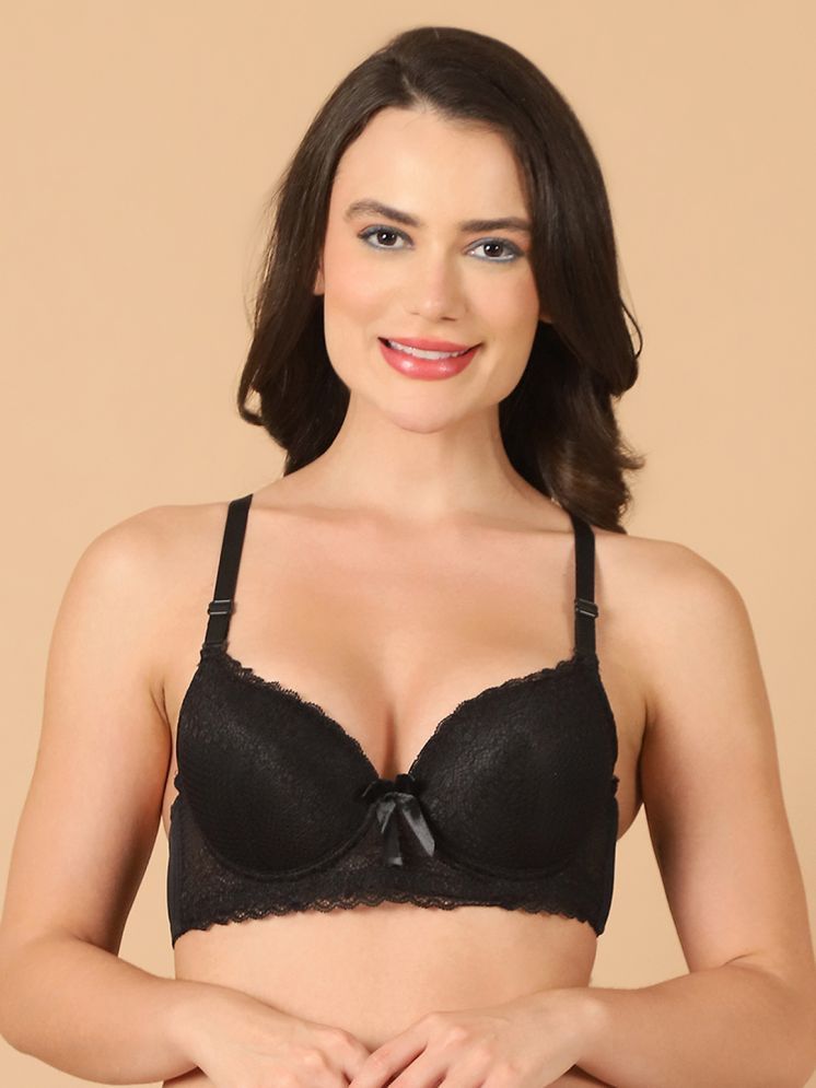     			PrettyCat Lace Lightly Padded Women's T-Shirt Bra ( Black )