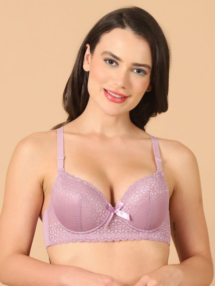     			PrettyCat Lace Lightly Padded Women's T-Shirt Bra ( Mauve )