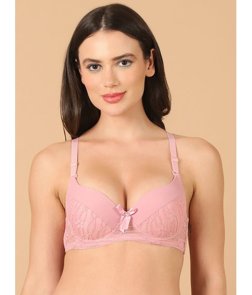     			PrettyCat Pink Lace Lightly Padded Women's T-Shirt Bra ( Pack of 1 )