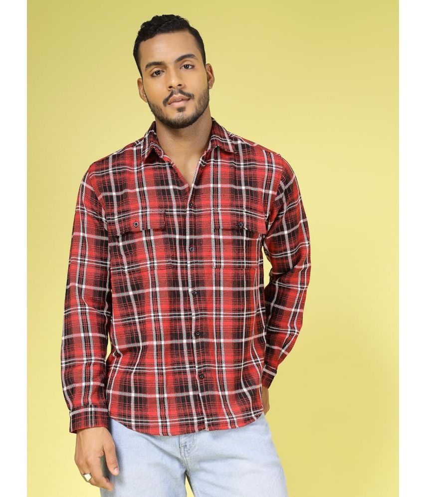     			Rigo Flannel Regular Fit Checks Full Sleeves Men's Casual Shirt - Red ( Pack of 1 )