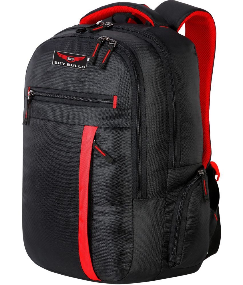     			Sky Bulls Black Polyester Backpack ( 35 Ltrs )