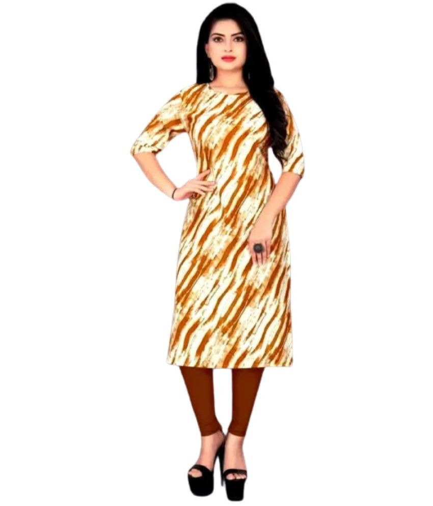     			VACHHARAJ GROUP Crepe Printed Straight Women's Kurti - Yellow ( Pack of 1 )