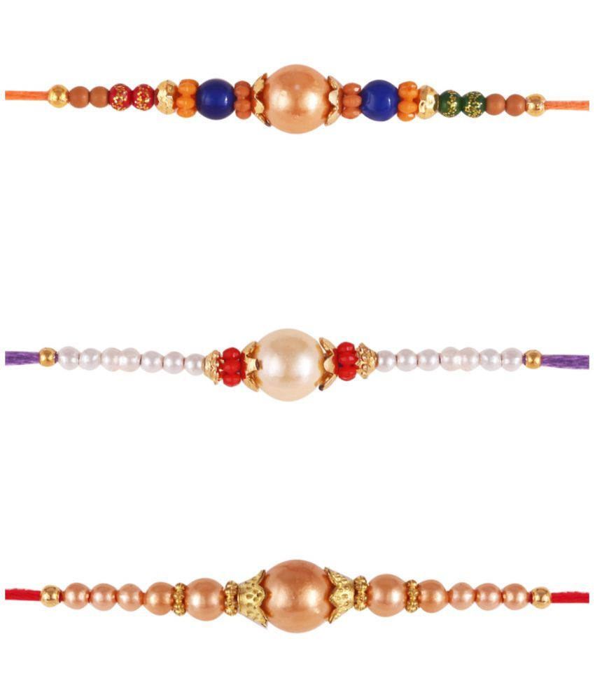     			Vighnaharta  Fancy Pearls  rakhi combo Gold and Rhodium Plated Alloy Kids Rakhi and Lovely Brother pack of 3[VFJ1218-1219-1220RKG]