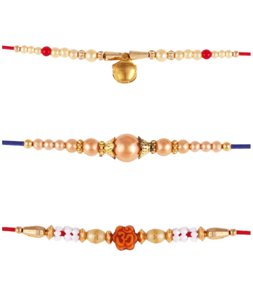     			Vighnaharta  Fancy Pearls  rakhi combo Gold and Rhodium Plated Alloy Kids Rakhi and Lovely Brother pack of 3[VFJ1224-1227-1225RKG]