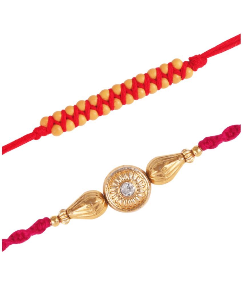     			Vighnaharta fancy combo Gold and Rhodium Plated Alloy  Rakhi for Lovely Brother[VFJ1201-1205RKG]