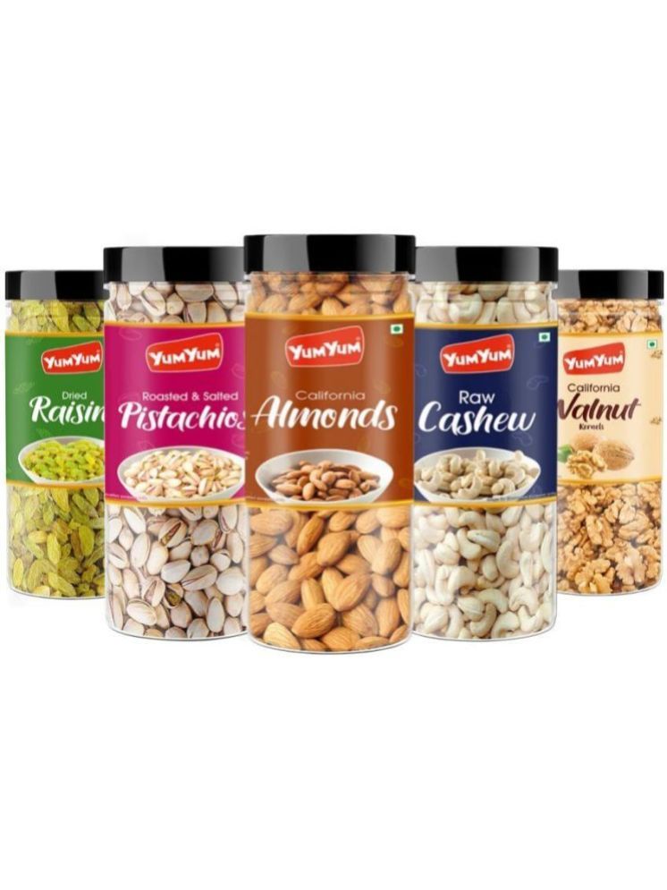     			YUM YUM Dry fruits combo pack of 5-Almonds, Cashews, Pistachios, Raisins, Walnuts (5 x 250 g)