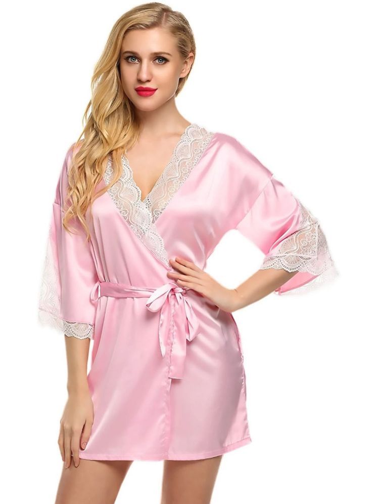     			Celosia Light Pink Satin Women's Nightwear Robes ( Pack of 1 )