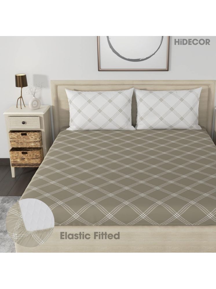     			HIDECOR Microfibre Big Checks Fitted Fitted bedsheet with 2 Pillow Covers ( King Size ) - Gray