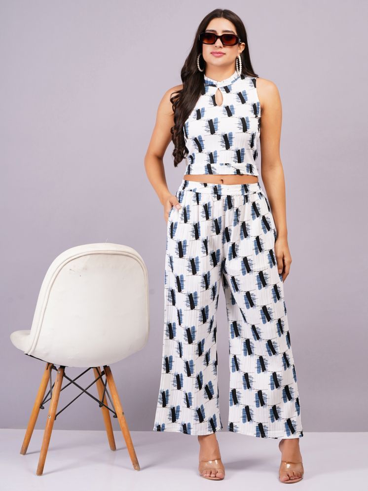     			HIGHLIGHT FASHION EXPORT Blue Printed Palazzo Top Set