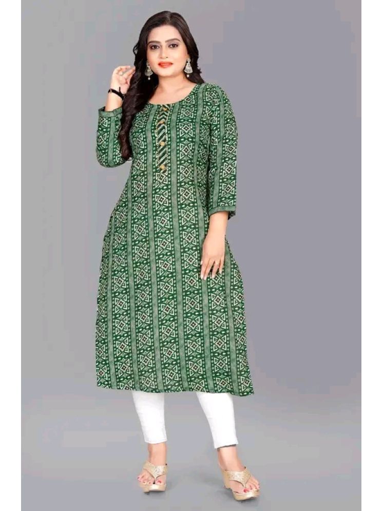     			RIAANA Cotton Printed A-line Women's Kurti - Green ( Pack of 1 )