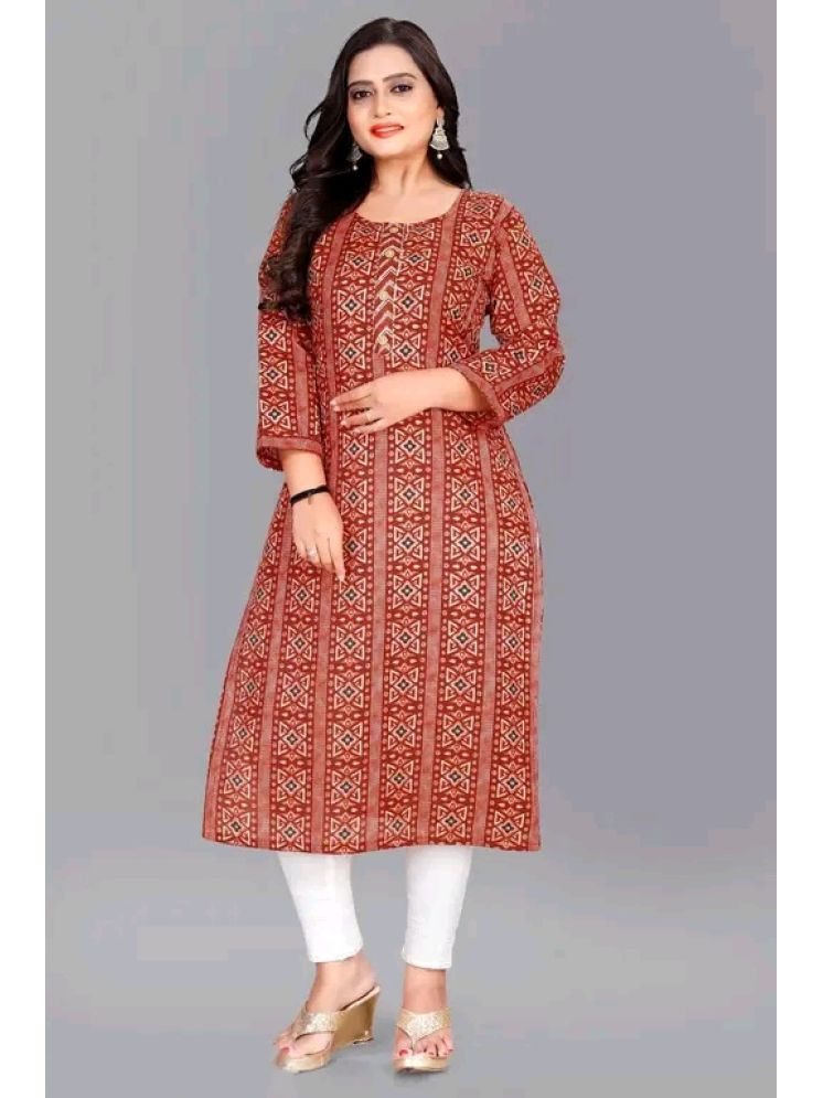     			RIAANA Cotton Printed Straight Women's Kurti - Orange ( Pack of 1 )