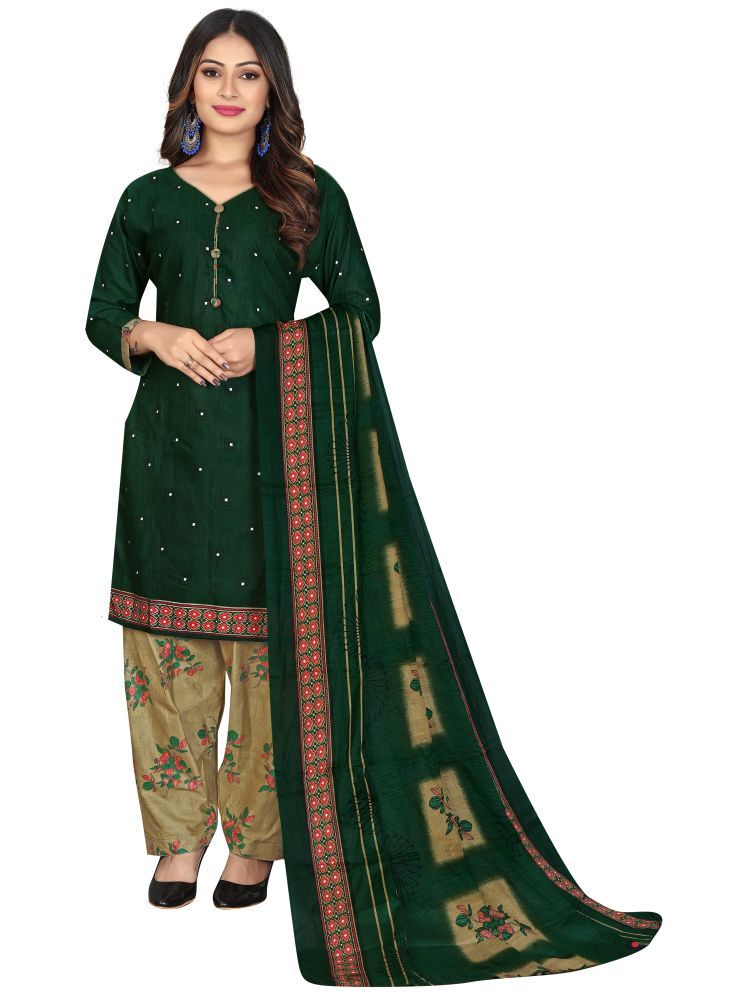     			Rajnandini Cotton Blend Printed Kurti With Patiala Women's Stitched Salwar Suit - Green ( Pack of 1 )