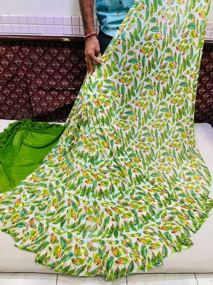     			Sanjana Silks Georgette Printed Saree With Blouse Piece - Green ( Pack of 1 )