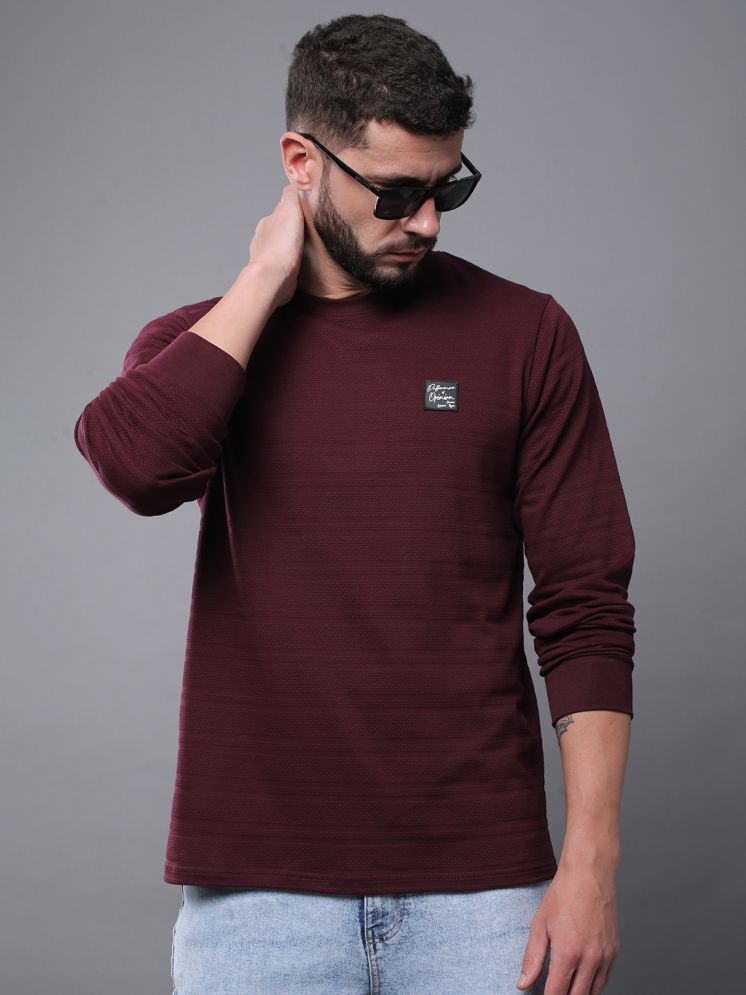     			Difference of Opinion 100% Cotton Regular Fit Solid Full Sleeves Men's Round T-Shirt - Maroon ( Pack of 1 )