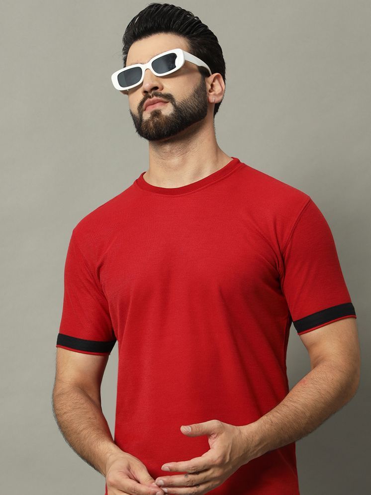     			GET GOLF Cotton Blend Regular Fit Solid Half Sleeves Men's Round T-Shirt - Red ( Pack of 1 )