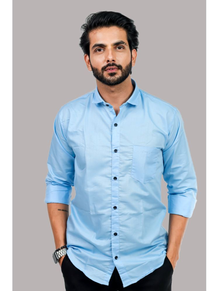     			HARPITA Cotton Blend Regular Fit Full Sleeves Men's Formal Shirt - Blue ( Pack of 1 )