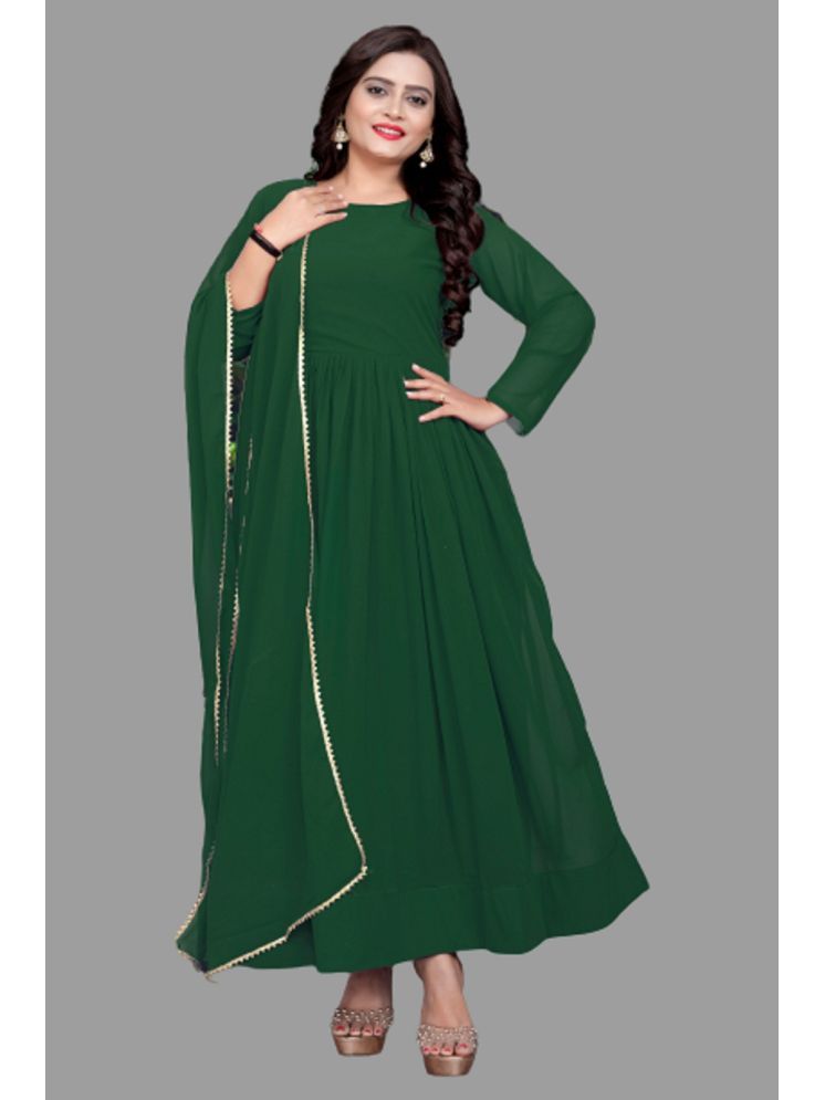     			Lady Shopi Green Anarkali Georgette Women's Stitched Ethnic Gown ( Pack of 1 )