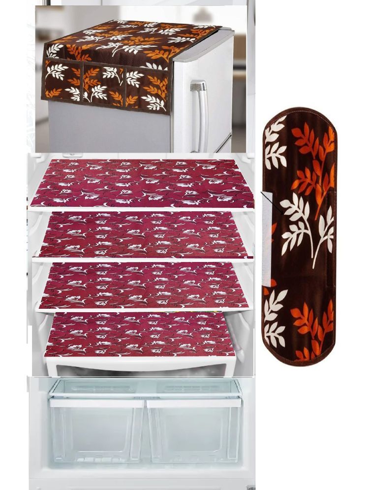     			Revexo PVC Floral Fridge Mat & Cover ( 40 32 ) Pack of 6 - Multicolor