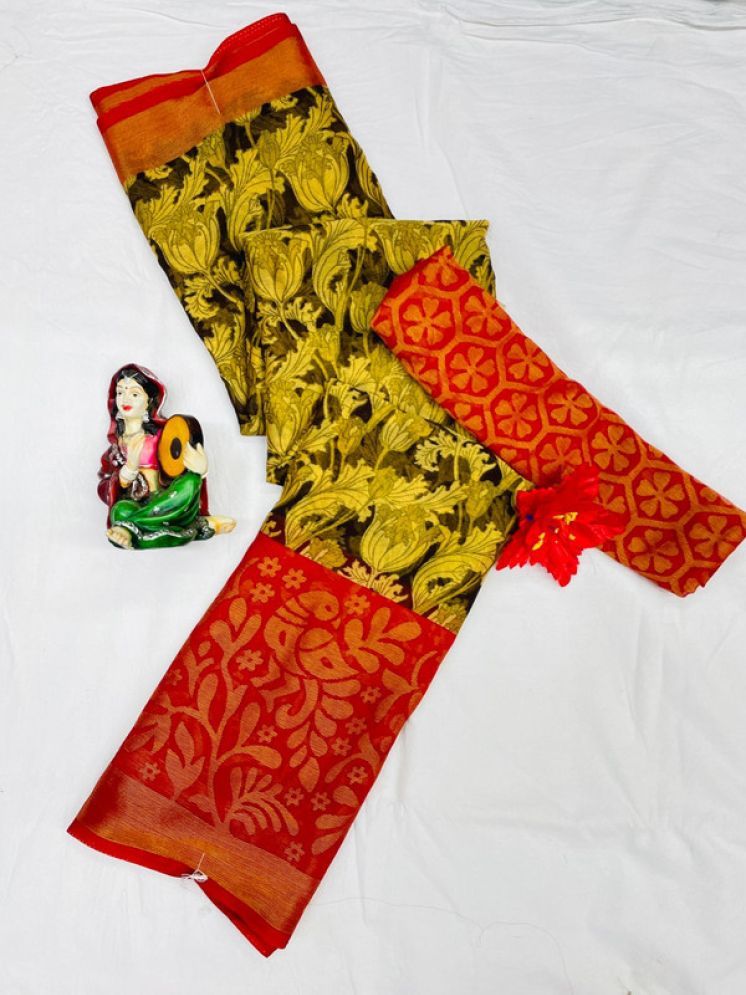     			Sanjana Silk Brasso Printed Saree With Blouse Piece - Orange ( Pack of 1 )