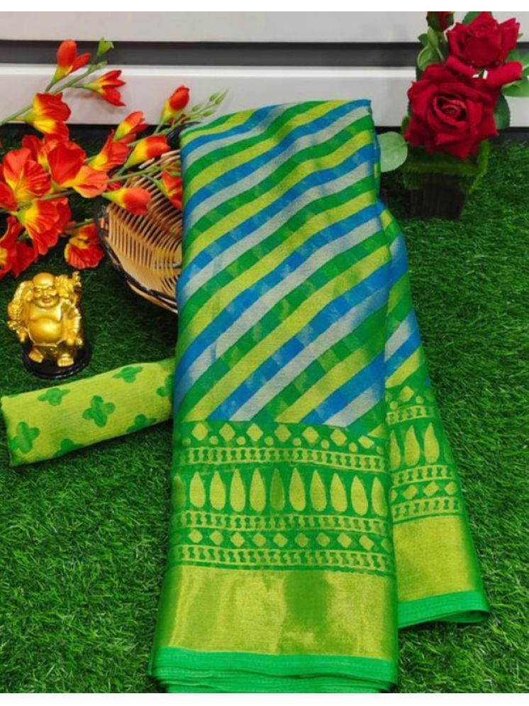     			Sanjana Silk Brasso Printed Saree With Blouse Piece - Green ( Pack of 1 )