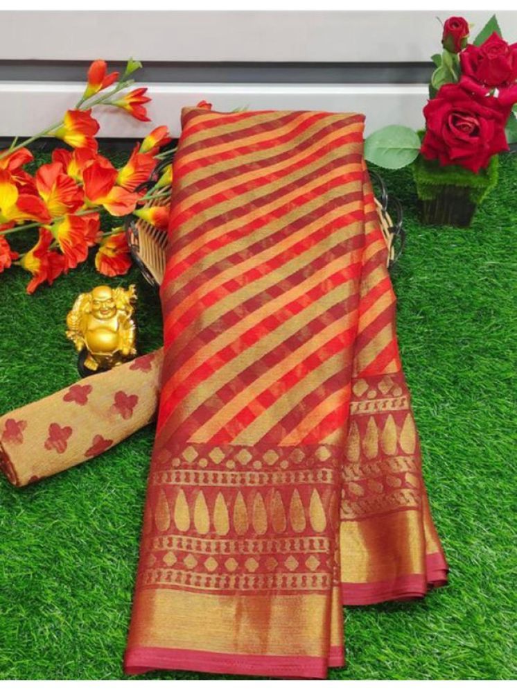     			Sanjana Silk Brasso Printed Saree With Blouse Piece - Red ( Pack of 1 )