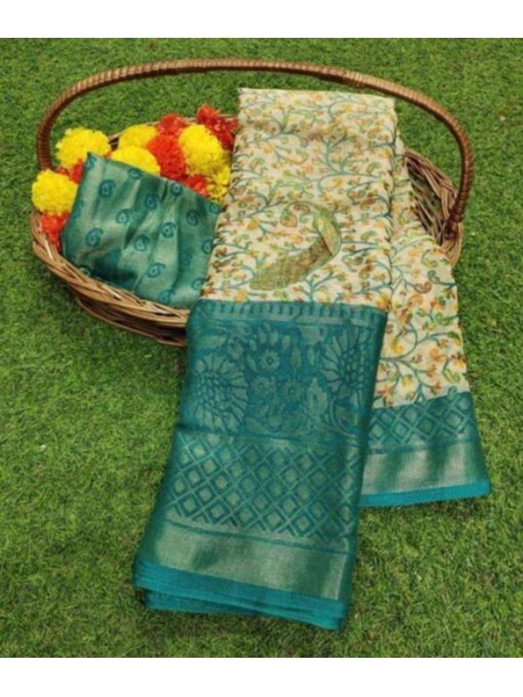     			Sitanjali Brasso Printed Saree With Blouse Piece - SkyBlue ( Pack of 1 )