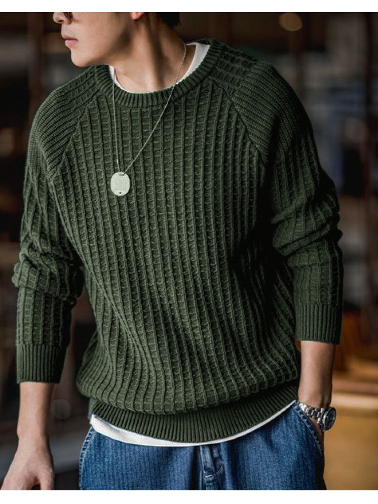     			CAT BUNNY Woollen Round Neck Men's Full Sleeves Pullover Sweater - Green ( Pack of 1 )