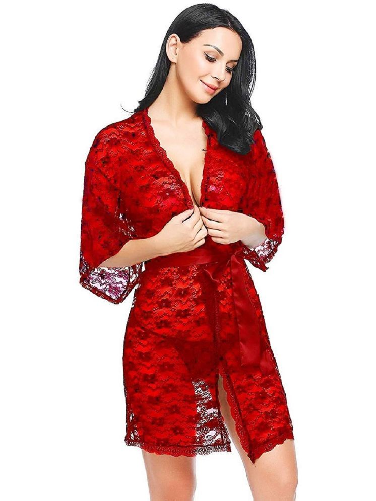     			Celosia Red Net Women's Nightwear Robes ( Pack of 1 )