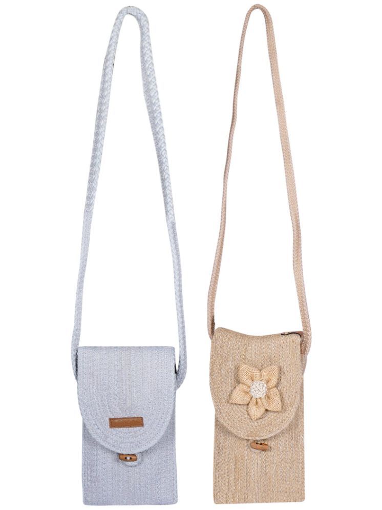     			ENSAC Brown Jute Sling Bag