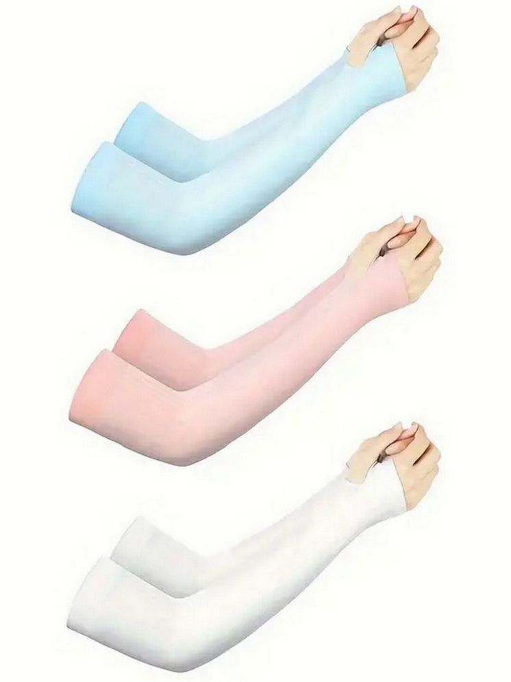     			INFISPACE Girl's Arm Sleeves Pure Cotton Solid Kids's Protection from Sun & Dust| 8 to 11 Years Random Colors (Pack Of-3)