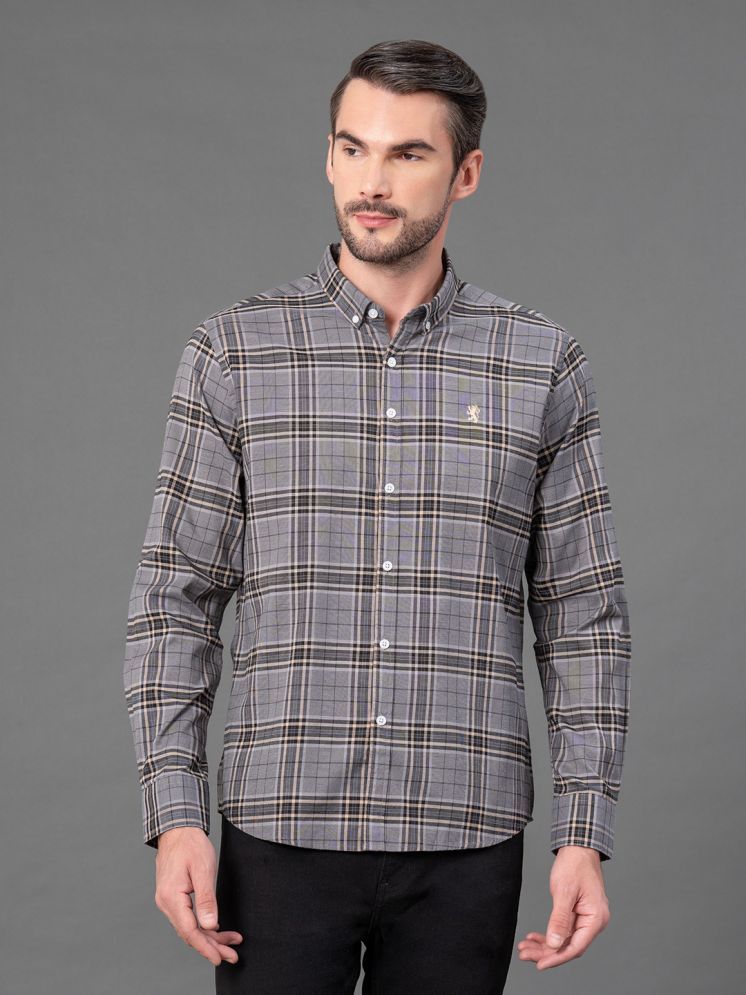     			Red Tape Cotton Blend Regular Fit Checks Full Sleeves Men's Casual Shirt - Charcoal ( Pack of 1 )