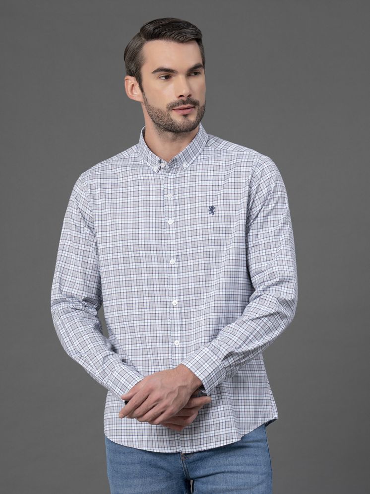     			Red Tape Cotton Blend Regular Fit Checks Full Sleeves Men's Casual Shirt - Grey ( Pack of 1 )