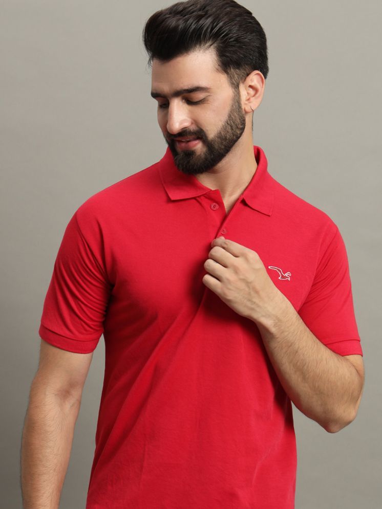     			GET GOLF Cotton Blend Regular Fit Self Design Half Sleeves Men's Polo T Shirt - Red ( Pack of 1 )