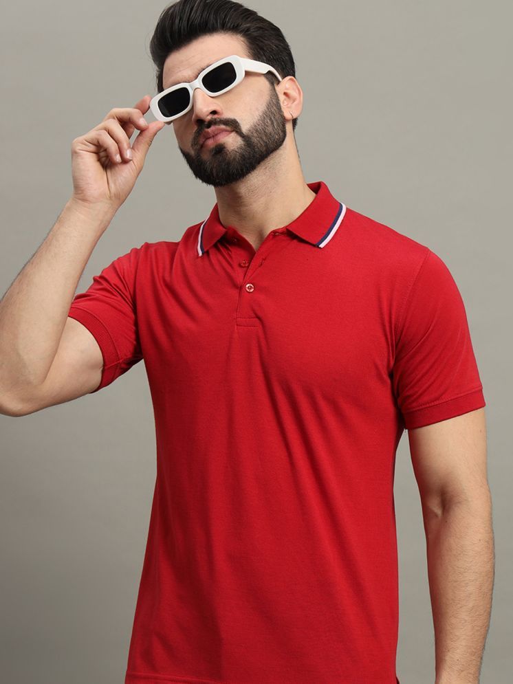     			GET GOLF Cotton Blend Regular Fit Self Design Half Sleeves Men's Polo T Shirt - Red ( Pack of 1 )