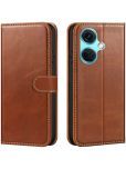 forego Brown Flip Cover Artificial Leather Compatible For Oneplus Nord CE 3 Lite 5G ( Pack of 1 )